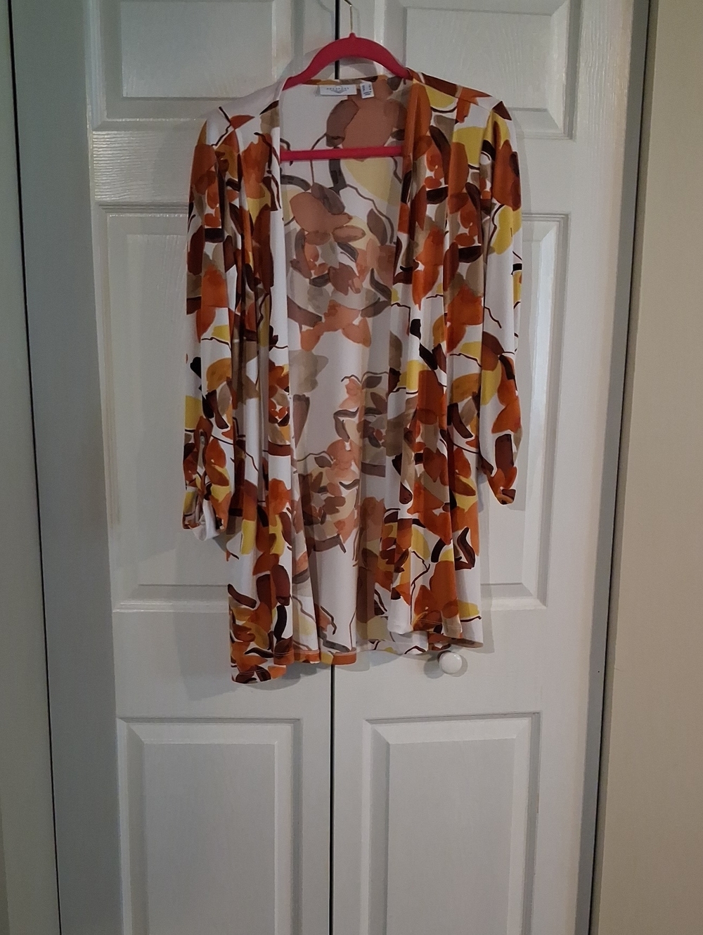Women's Open-Front Floral Duster- White & Autumn Floral